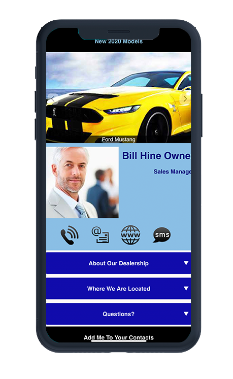 Automobile dealership digital business card example